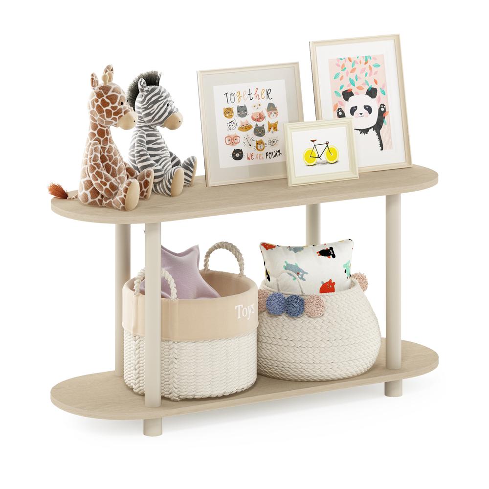 Furinno Turn-N-Tube No Tools Modern Oval Side Table, Bauhaus Oak/Beige. Picture 4