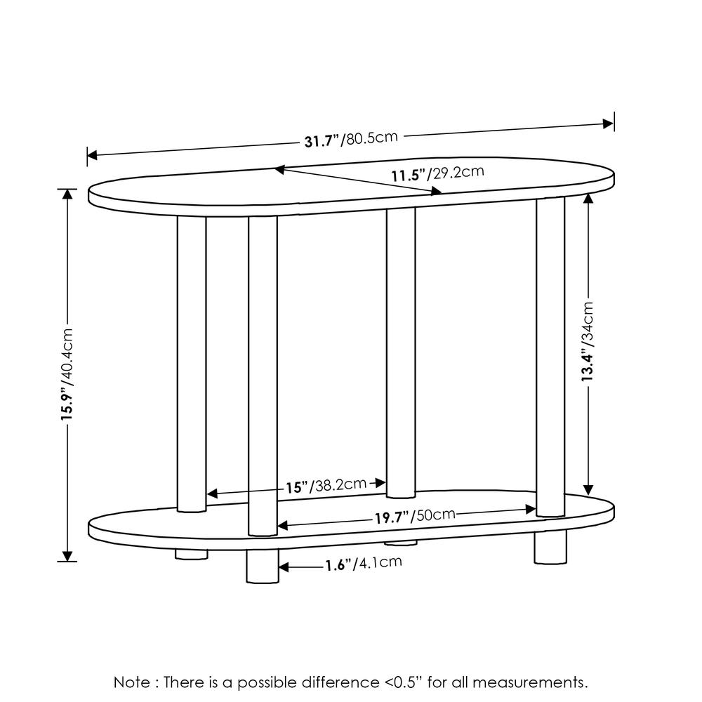 Furinno Turn-N-Tube No Tools Modern Oval Side Table, White/Virgin White. Picture 2