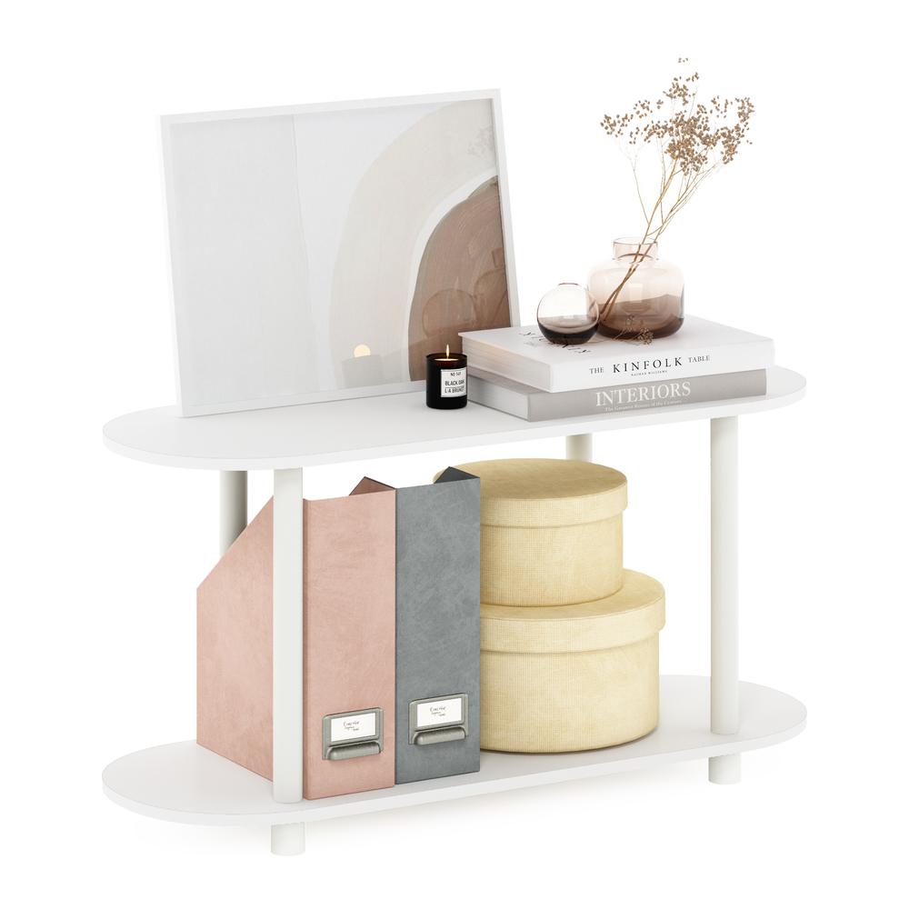 Furinno Turn-N-Tube No Tools Modern Oval Side Table, White/Virgin White. Picture 4