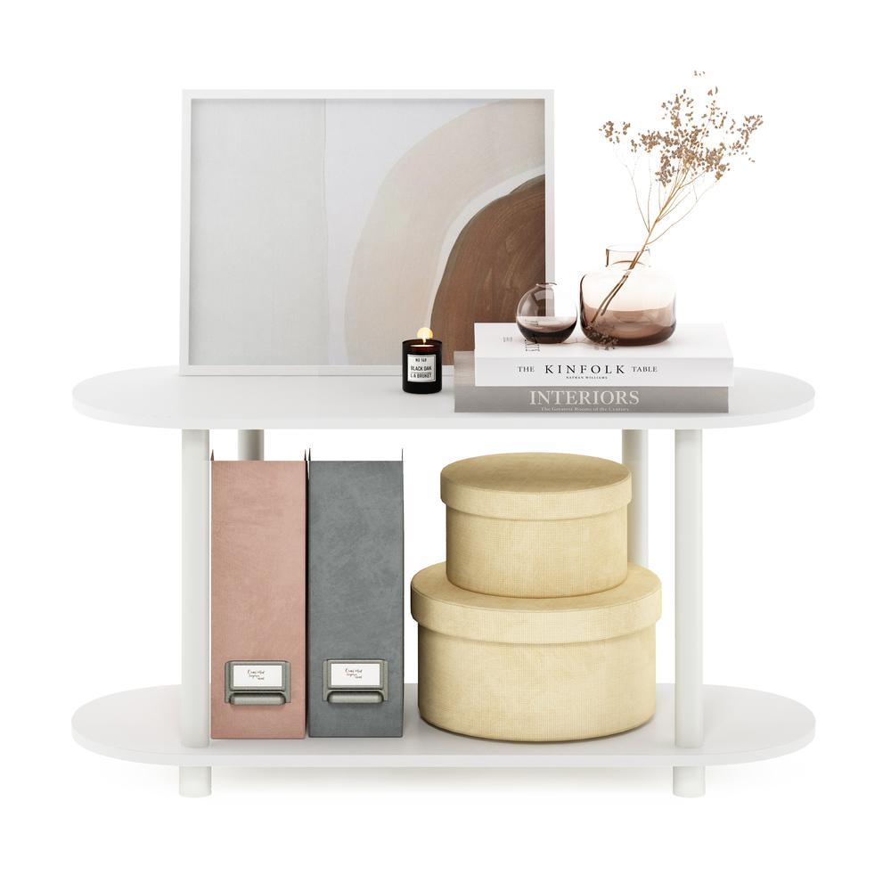 Furinno Turn-N-Tube No Tools Modern Oval Side Table, White/Virgin White. Picture 5