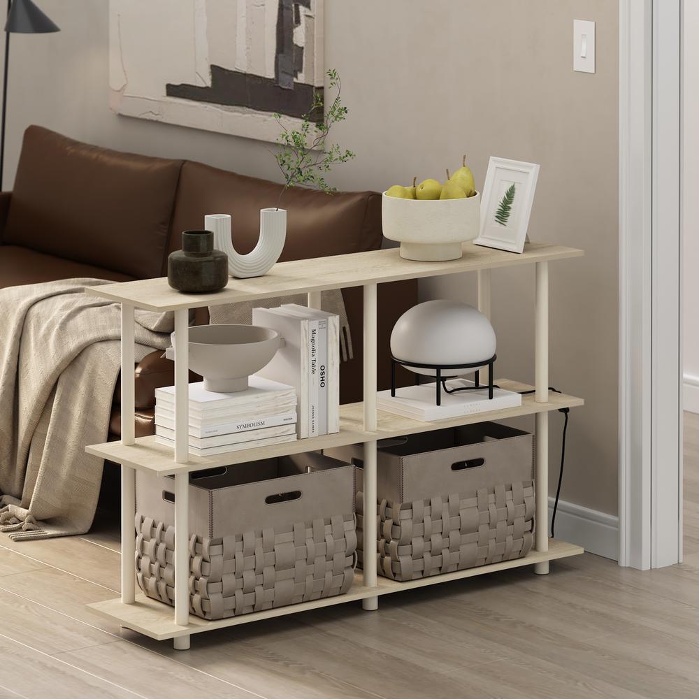 Furinno Turn-N-Tube No Tools 3-Tier Modern Rectangle Side Display Rack, Bauhaus Oak/Beige. Picture 6