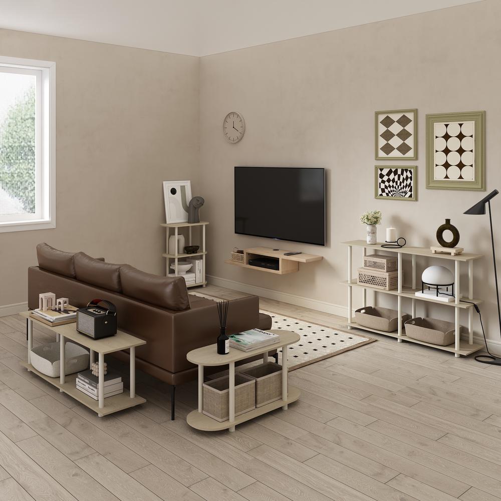 Furinno Turn-N-Tube No Tools 3-Tier Modern Rectangle Side Display Rack, Bauhaus Oak/Beige. Picture 7