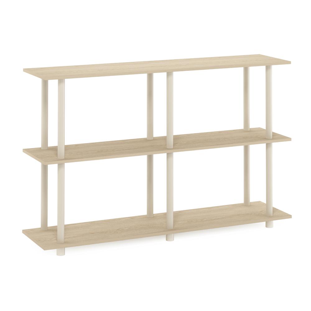 Furinno Turn-N-Tube No Tools 3-Tier Modern Rectangle Side Display Rack, Bauhaus Oak/Beige. Picture 1