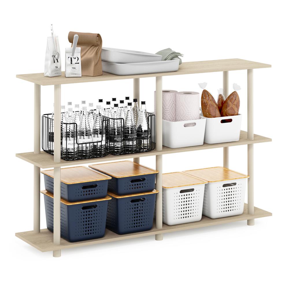 Furinno Turn-N-Tube No Tools 3-Tier Modern Rectangle Side Display Rack, Bauhaus Oak/Beige. Picture 4