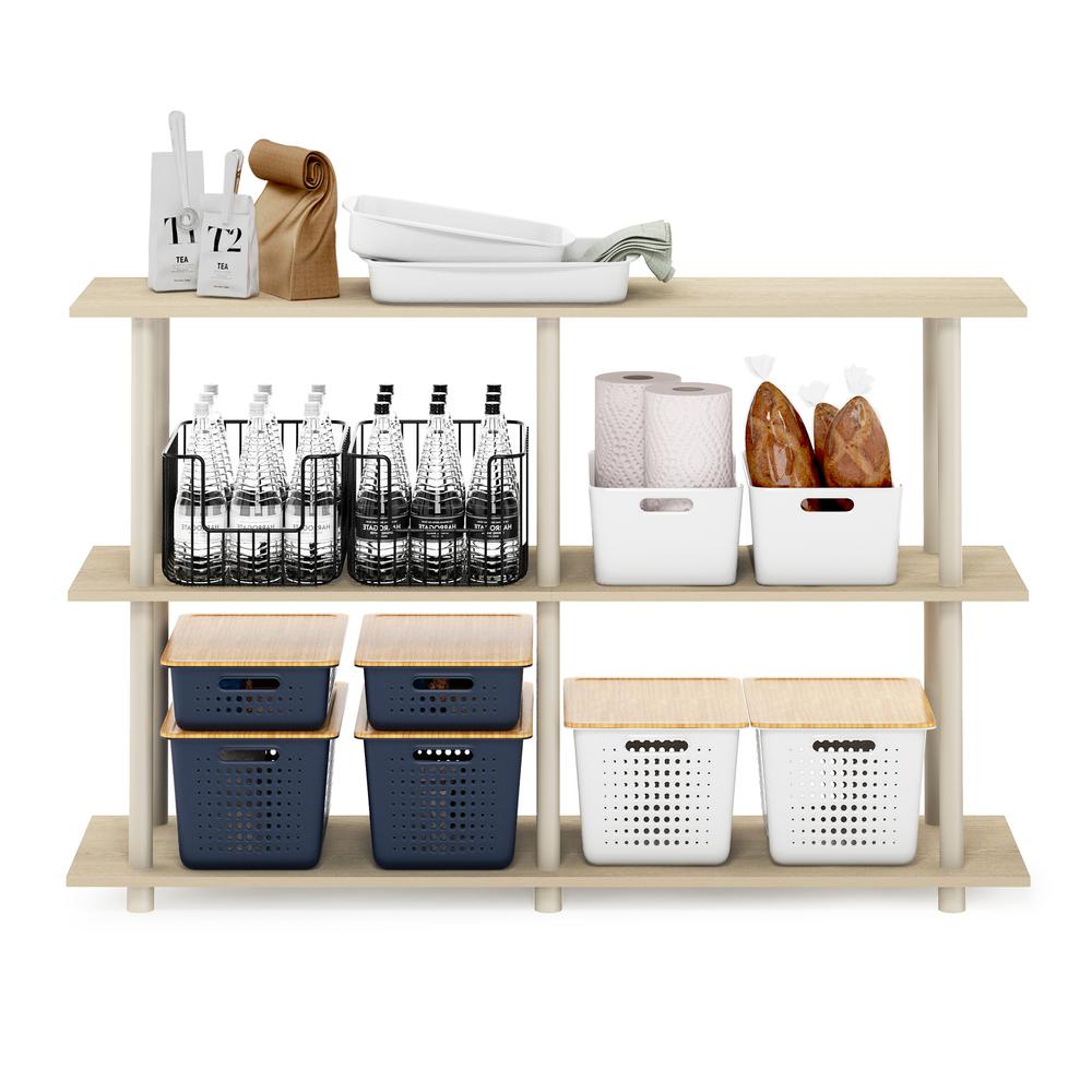 Furinno Turn-N-Tube No Tools 3-Tier Modern Rectangle Side Display Rack, Bauhaus Oak/Beige. Picture 5