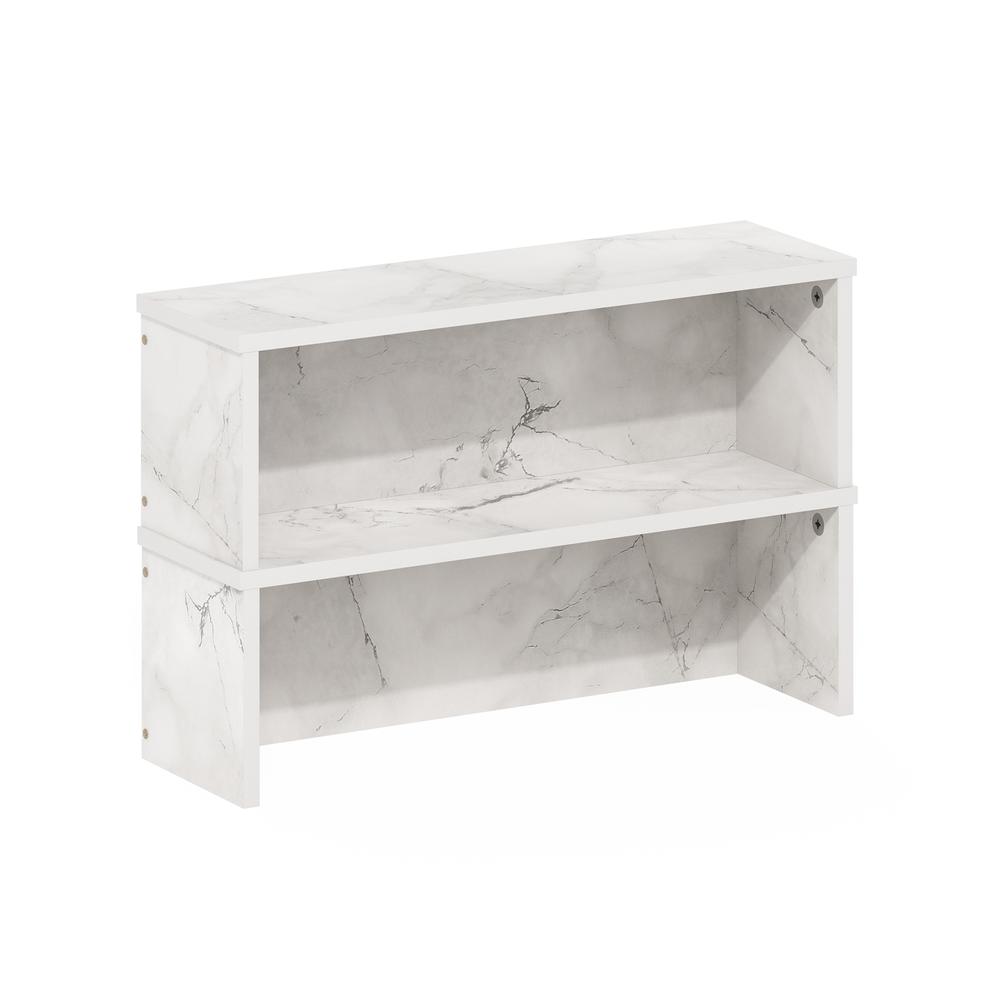 Helena 18-Inch Kitchen Counter Stackable Organizer Shelf, Marble White. Picture 1