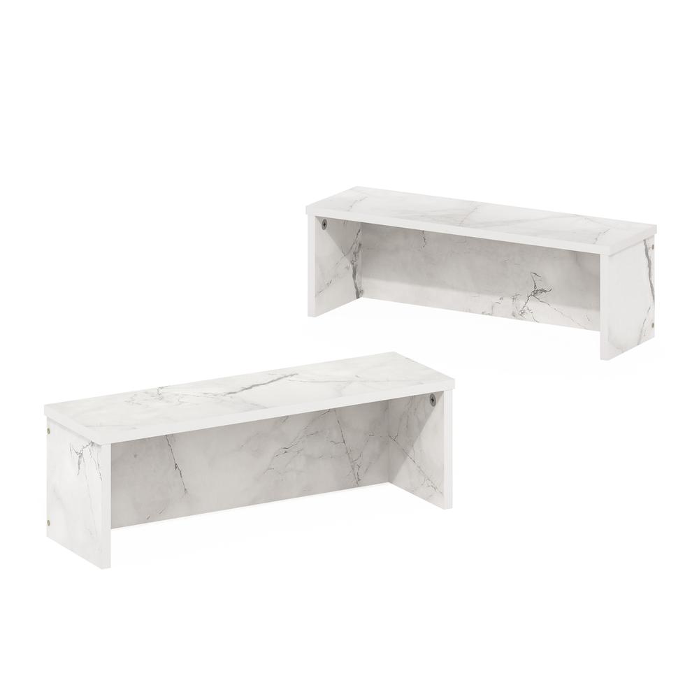 Helena 18-Inch Kitchen Counter Stackable Organizer Shelf, Marble White. Picture 3