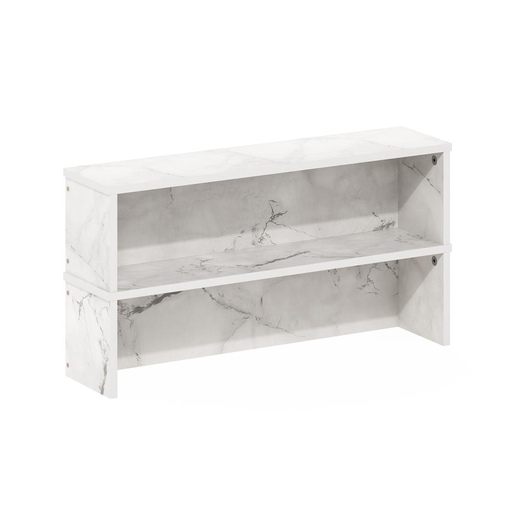 Helena 23-Inch Kitchen Counter Stackable Organizer Shelf, Marble White. Picture 1