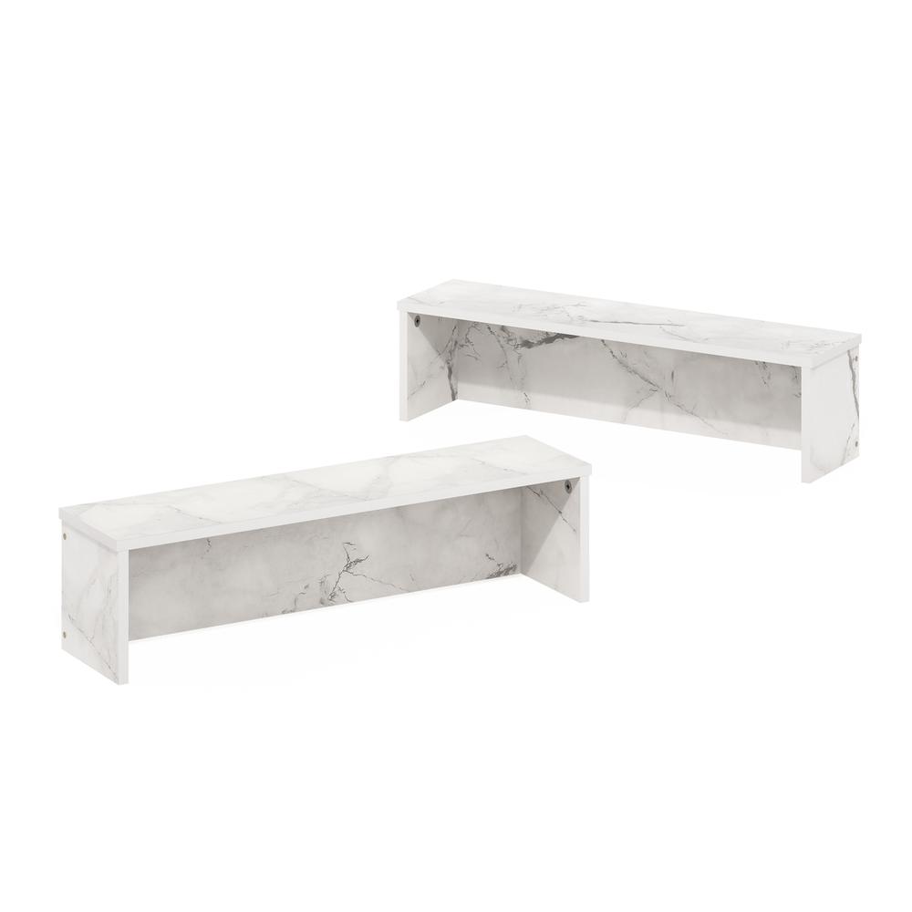 Helena 23-Inch Kitchen Counter Stackable Organizer Shelf, Marble White. Picture 3