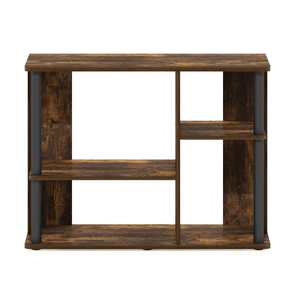 Furinno Classic TV Stand with Plastic Poles for TV up to 40-Inch, Amber Pine/Black. Picture 3