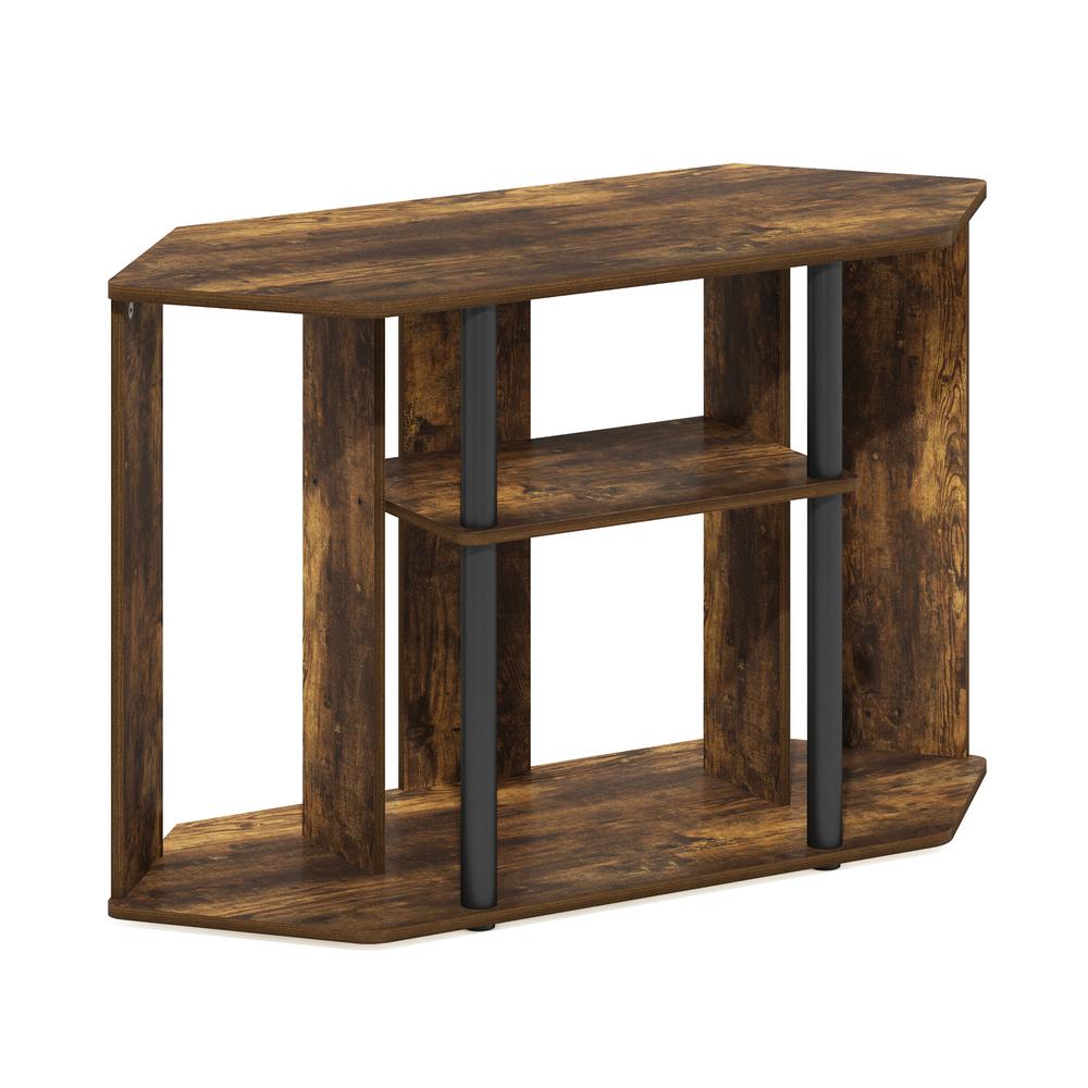 Furinno Classic TV Stand with Plastic Poles for TV up to 43-Inch, Amber Pine/Black. Picture 1