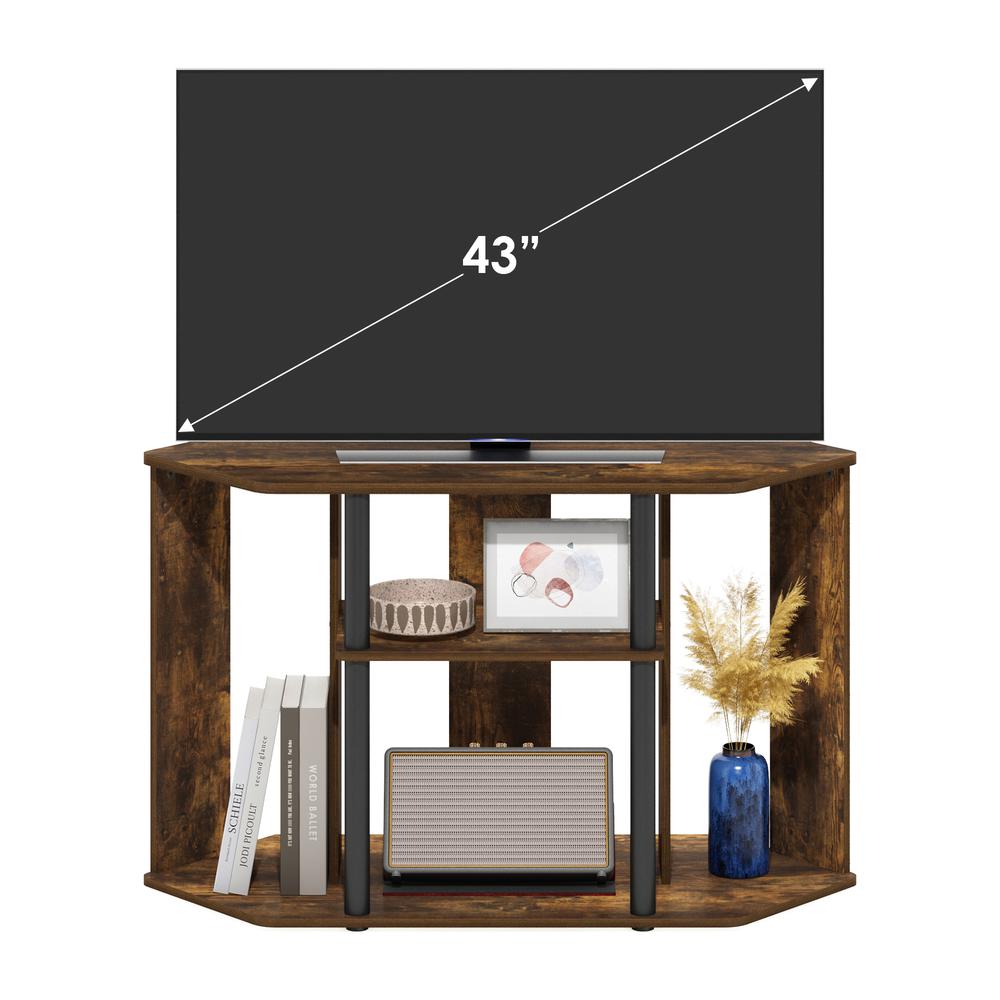 Furinno Classic TV Stand with Plastic Poles for TV up to 43-Inch, Amber Pine/Black. Picture 5