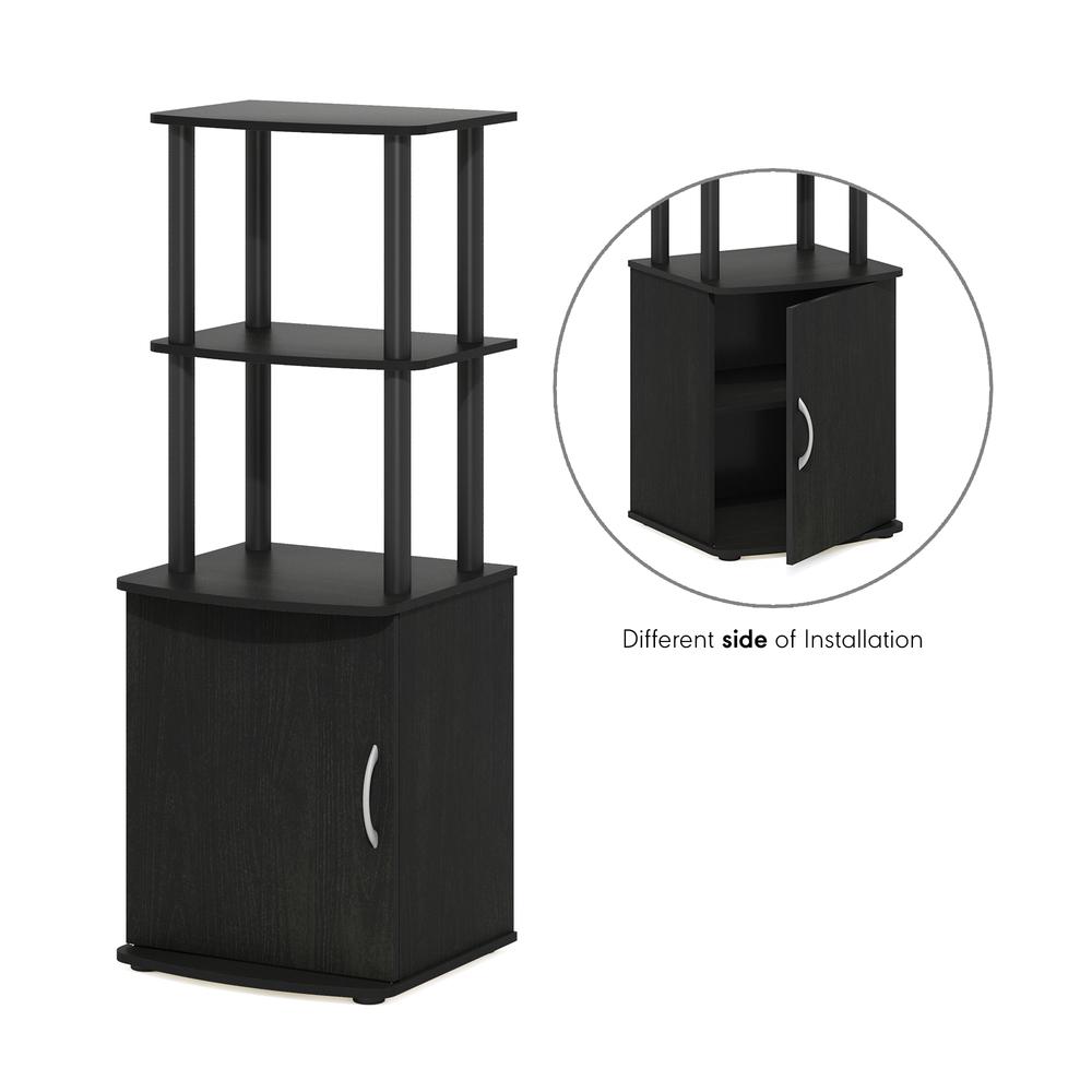 Furinno Turn-N-Tube 2-Tier Tall TV Entertainment Side Table Display Rack with Storage Cabinet, Blackwood/Black. Picture 3