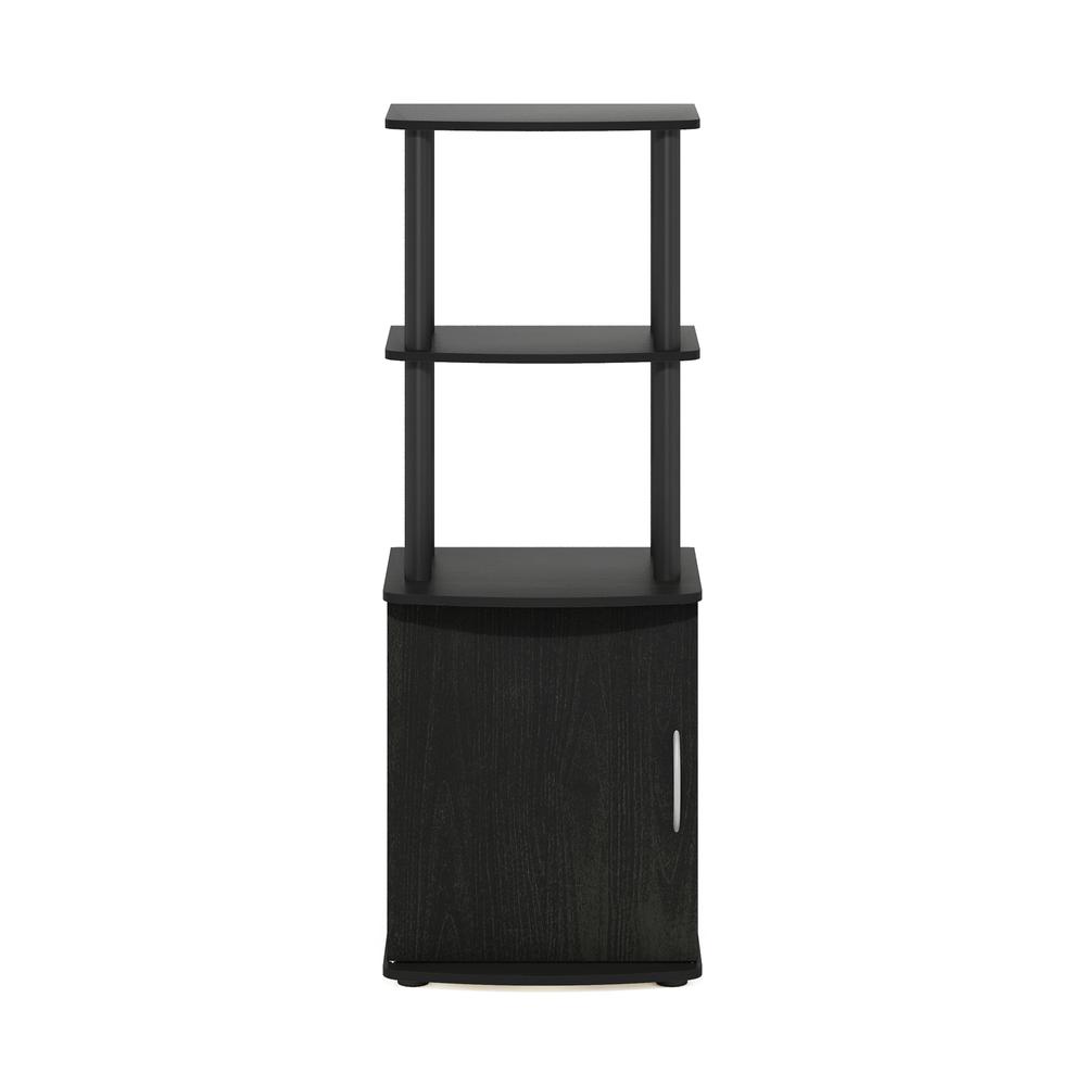 Furinno Turn-N-Tube 2-Tier Tall TV Entertainment Side Table Display Rack with Storage Cabinet, Blackwood/Black. Picture 2