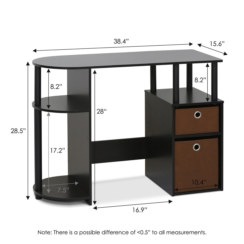 15111 JAYA Simplistic Computer Study Desk with Bin Drawers, Espresso. Picture 2