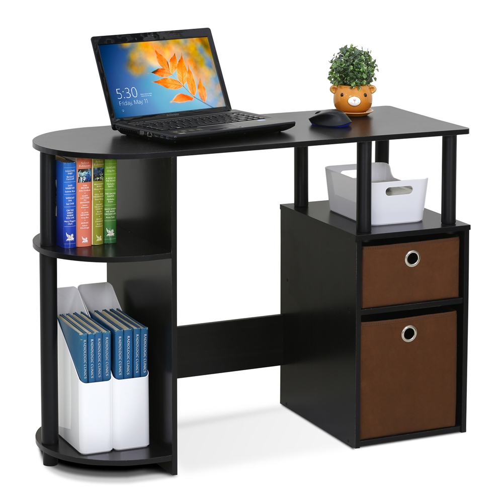 15111 JAYA Simplistic Computer Study Desk with Bin Drawers, Espresso. Picture 3