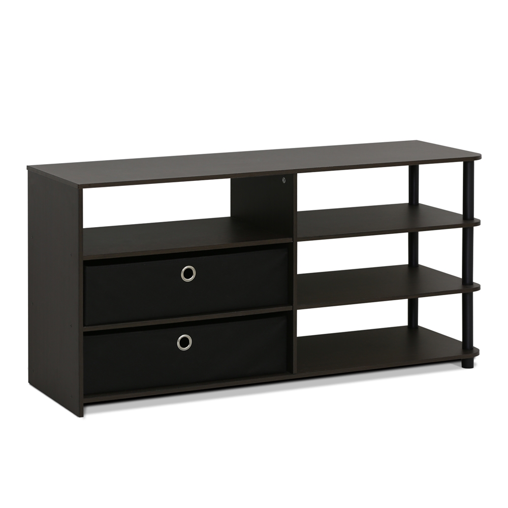 JAYA Simple Design TV Stand for up to 50-Inch with Bins, Walnut,. Picture 1