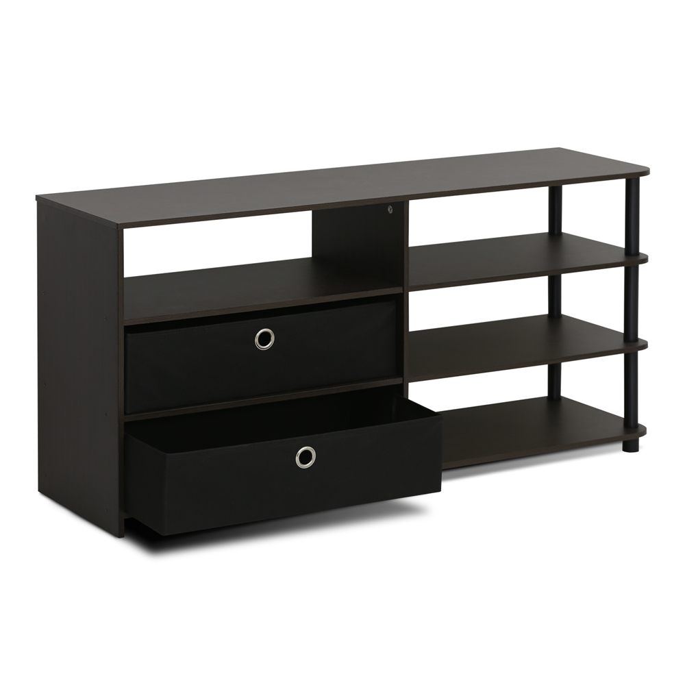 JAYA Simple Design TV Stand for up to 50-Inch with Bins, Walnut,. Picture 4