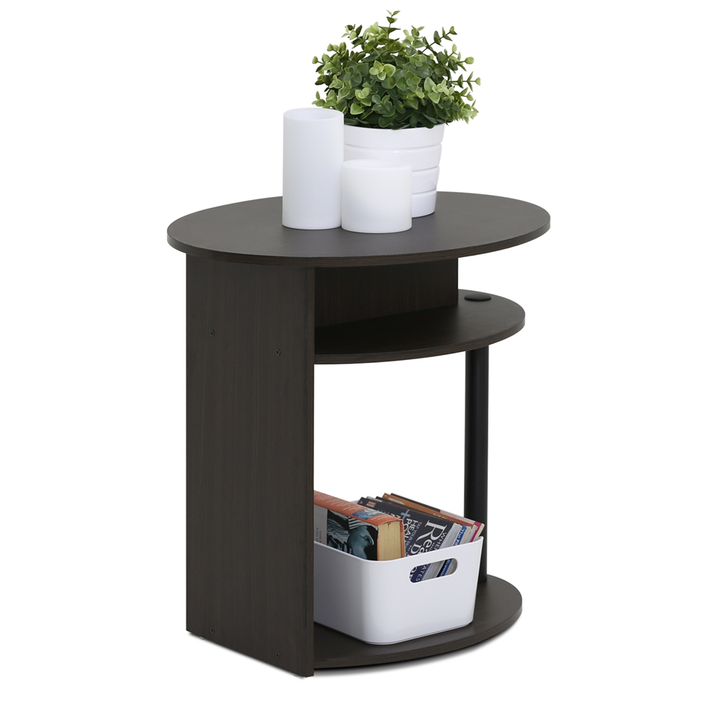 JAYA Simple Design Oval End Table, Walnut,. Picture 3