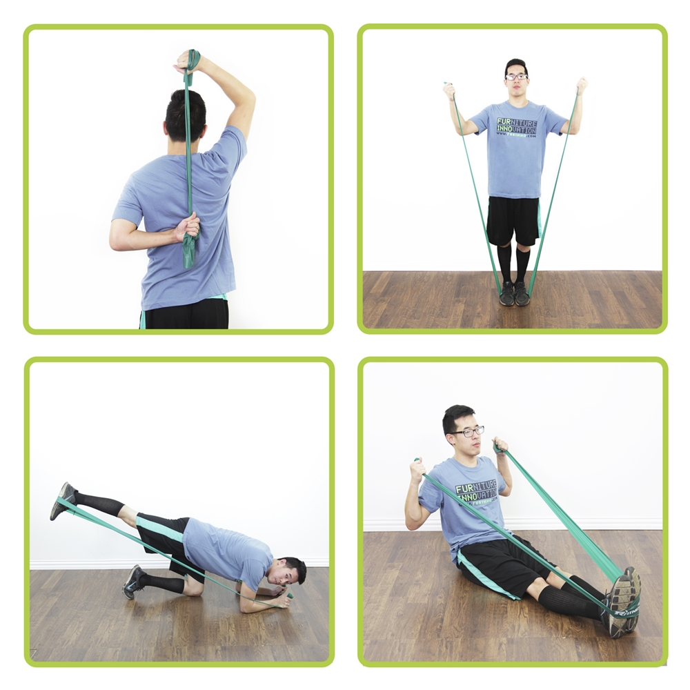 RFitness Professional 60-Inch FLAT Stretch Latex Exercise Band 3-PC Set (MEDIUM, HEAVY, X-HEAVY). Picture 3