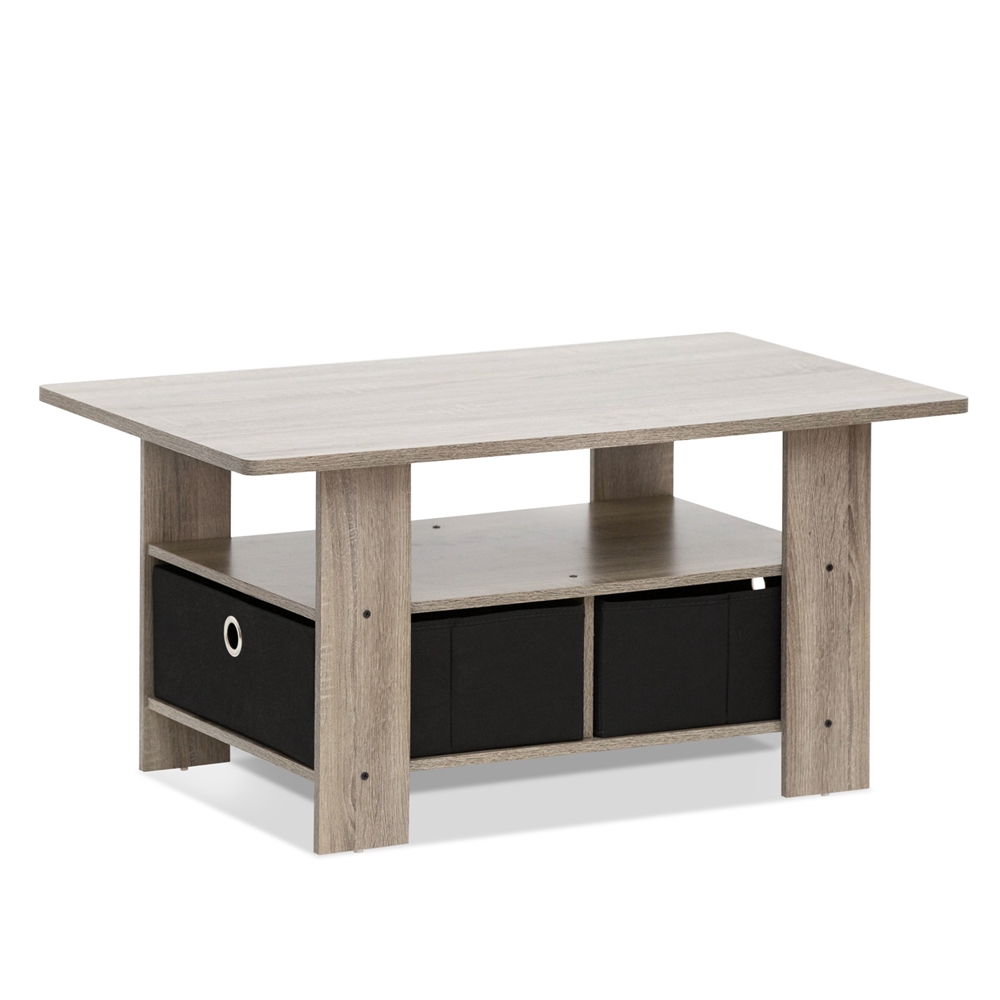 Coffee Table w/Bin Drawer, French Oak Grey/Black. Picture 1
