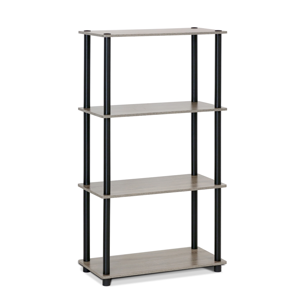 Turn-N-Tube 4-Tier Multipurpose Shelf Display Rack, French Oak Grey/Black. Picture 1