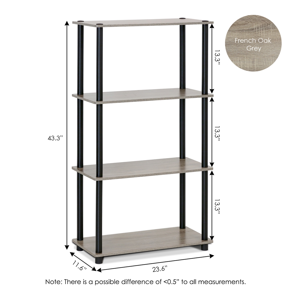 Turn-N-Tube 4-Tier Multipurpose Shelf Display Rack, French Oak Grey/Black. Picture 2
