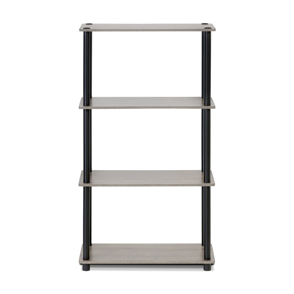 Turn-N-Tube 4-Tier Multipurpose Shelf Display Rack, French Oak Grey/Black. Picture 3
