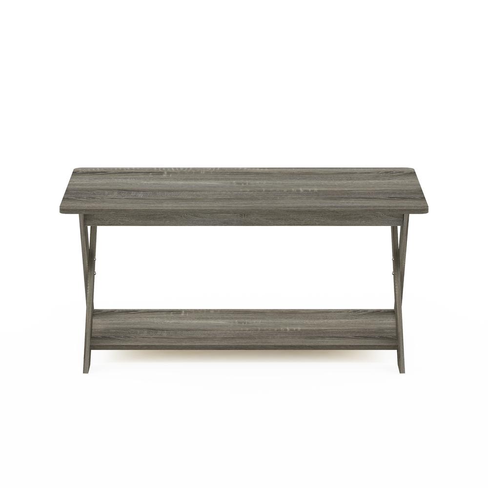 Furinno Modern Simplistic Criss-Crossed Coffee Table, French Oak Grey. Picture 3