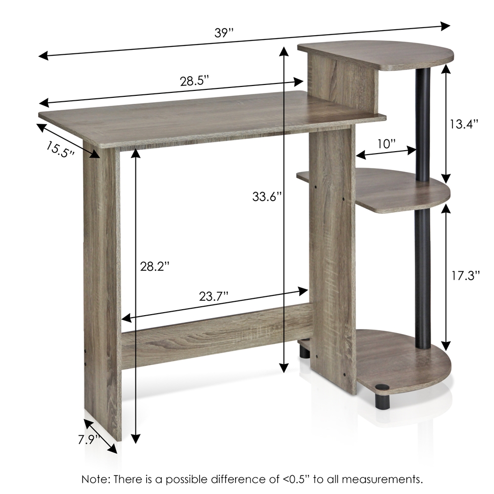Compact Computer Desk, French Oak Grey/Black. Picture 2