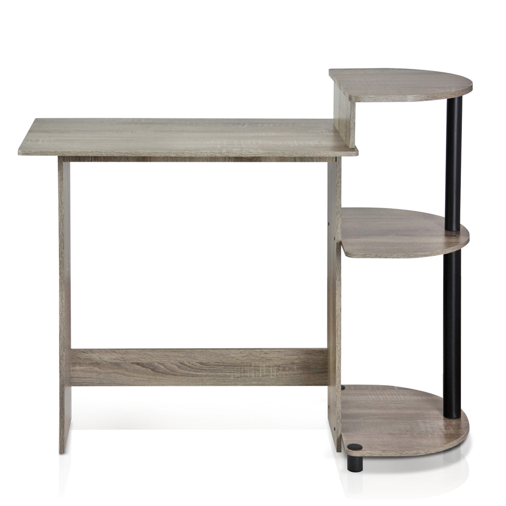 Compact Computer Desk, French Oak Grey/Black. Picture 3