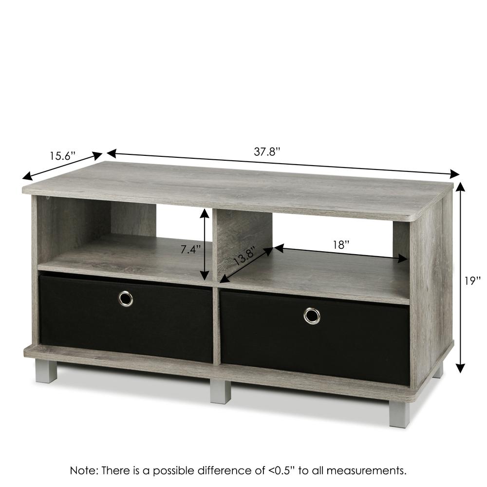 Furinno Andrey Entertainment Center with Bin Drawers, French Oak Grey/Black. Picture 2