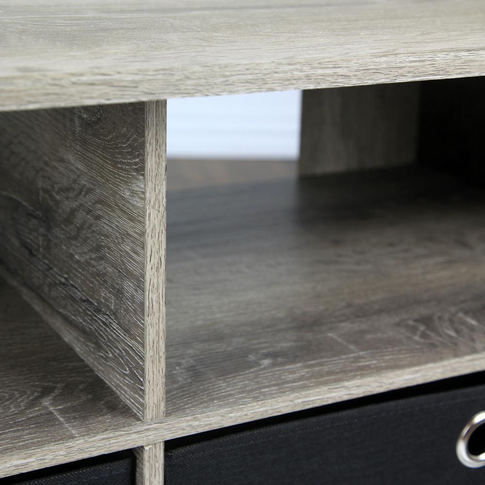 Furinno Andrey Entertainment Center with Bin Drawers, French Oak Grey/Black. Picture 3