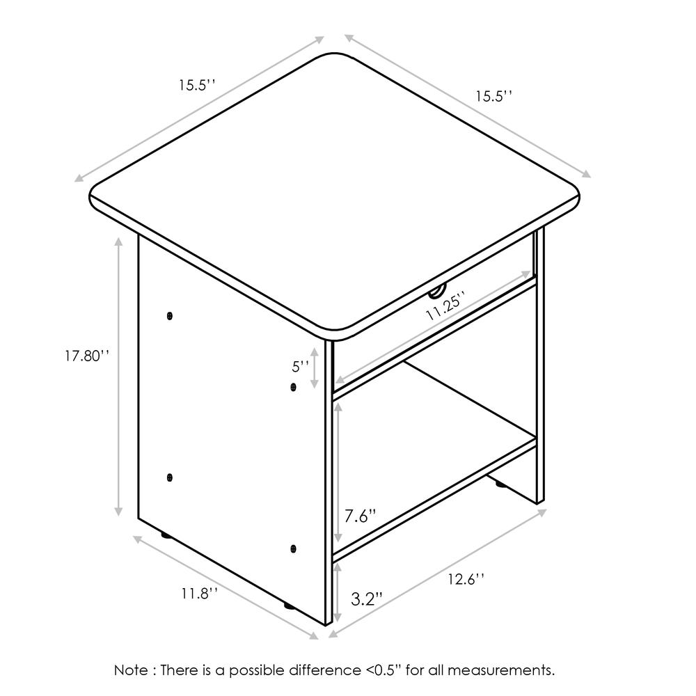 Furinno End Table/ Night Stand Storage Shelf with Bin Drawer, Cream Faux Marble/Ivory, Set of 2. Picture 2