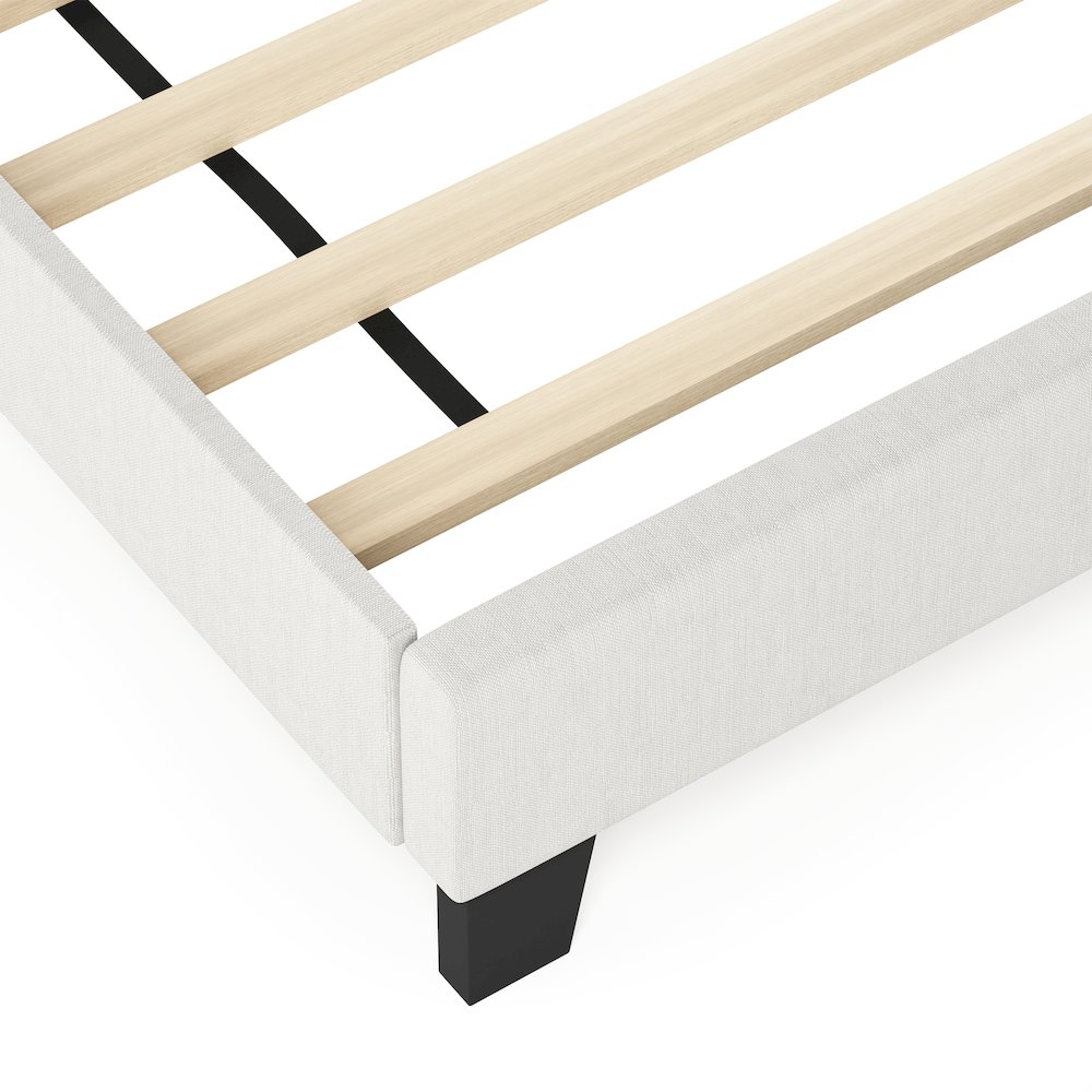 Twin Bed Frame with Button Tufted Upholstered Headboard, Light Beige. Picture 8