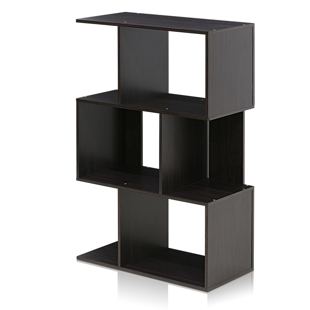 Furinno Simply Modern Open 3-Tier Open Book Shelf, Espresso. Picture 1