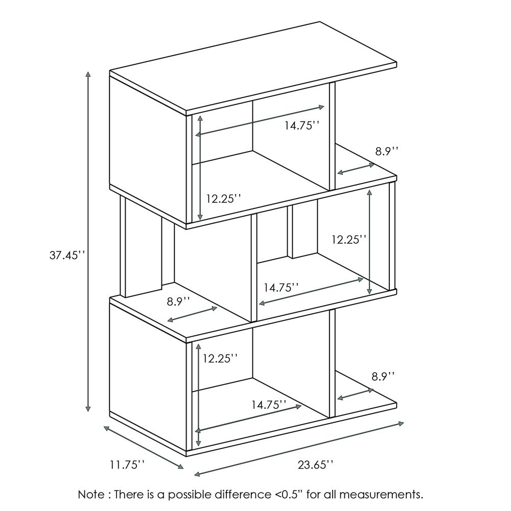 Furinno Simply Modern Open 3-Tier Open Book Shelf, Espresso. Picture 2