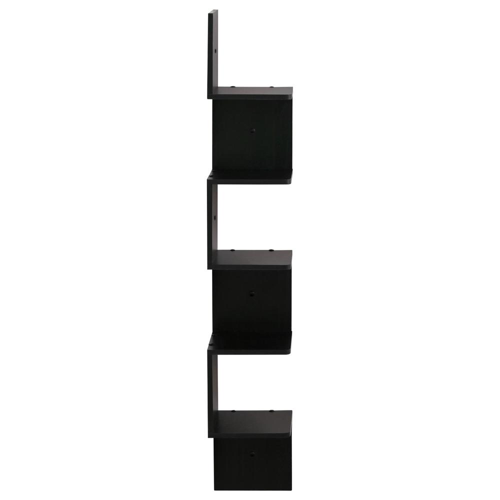 Furinno 5 Tier Wall Mount Floating Corner Square Shelf, Espresso. Picture 3