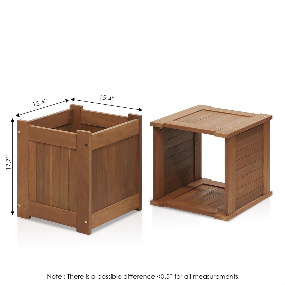 Furinno Tioman Hardwood Flower Box in Teak Oil, Pack of 2, 2-FG16450. Picture 2