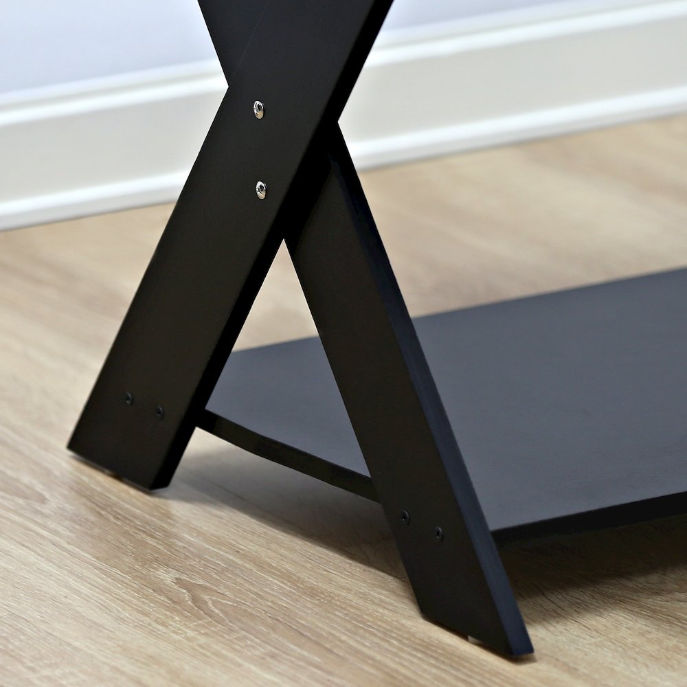 Coffee Table with Storage, Center Table with X-Shaped LegsBlack Espresso. Picture 6