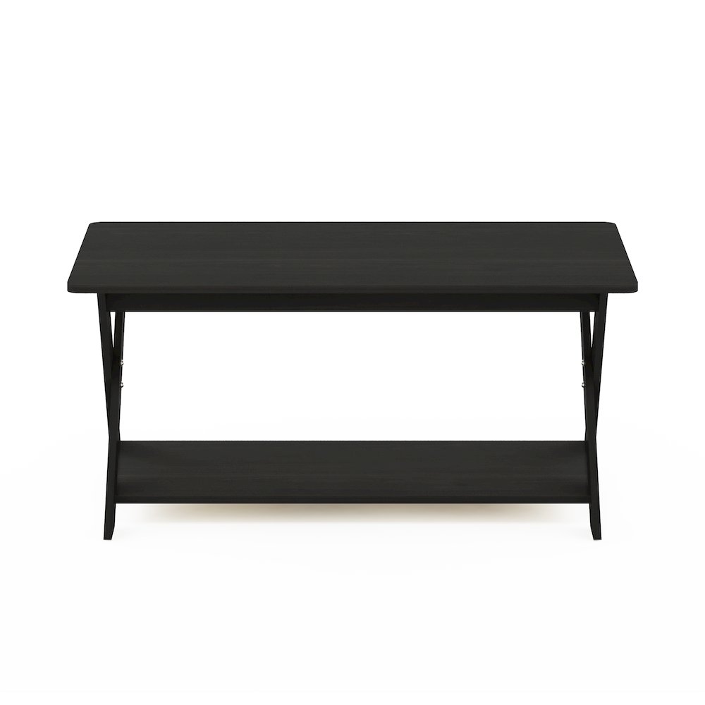 Coffee Table with Storage, Center Table with X-Shaped LegsBlack Espresso. Picture 8