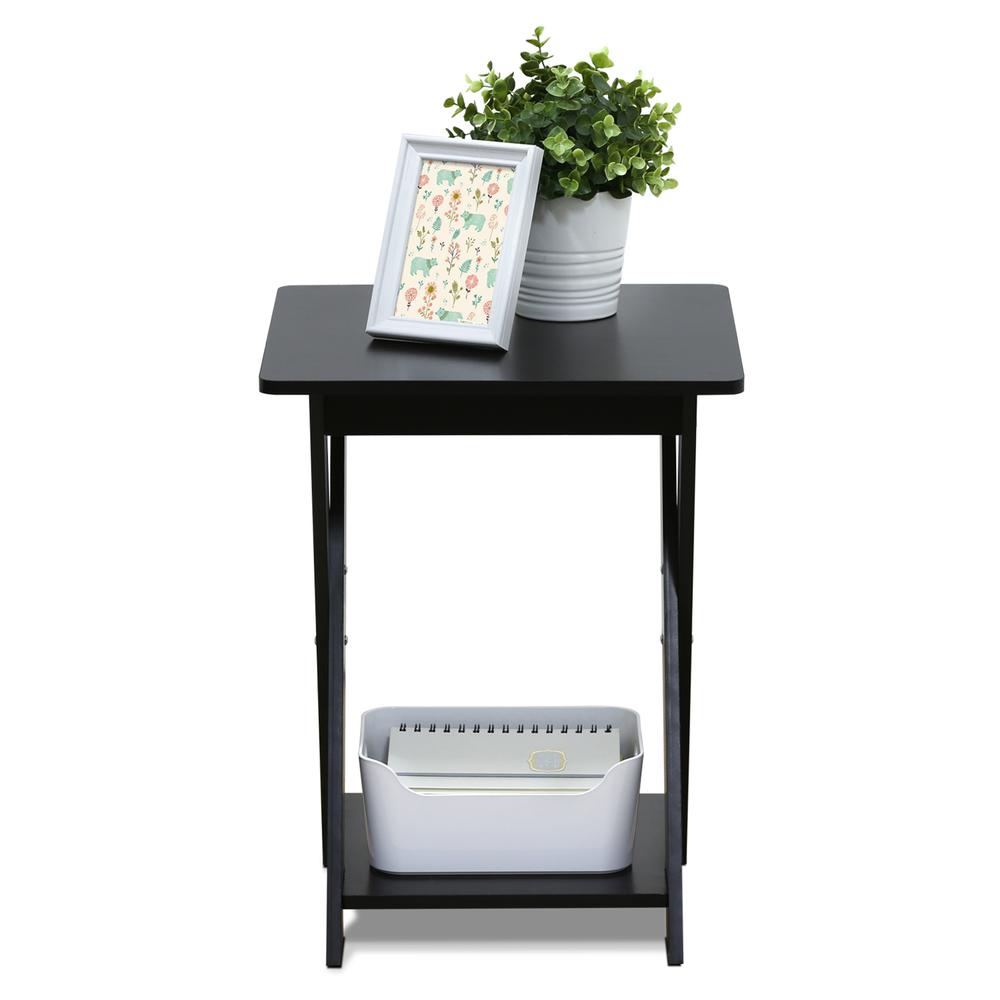 Furinno Modern Simplistic Criss-Crossed End Table, Espresso. Picture 1