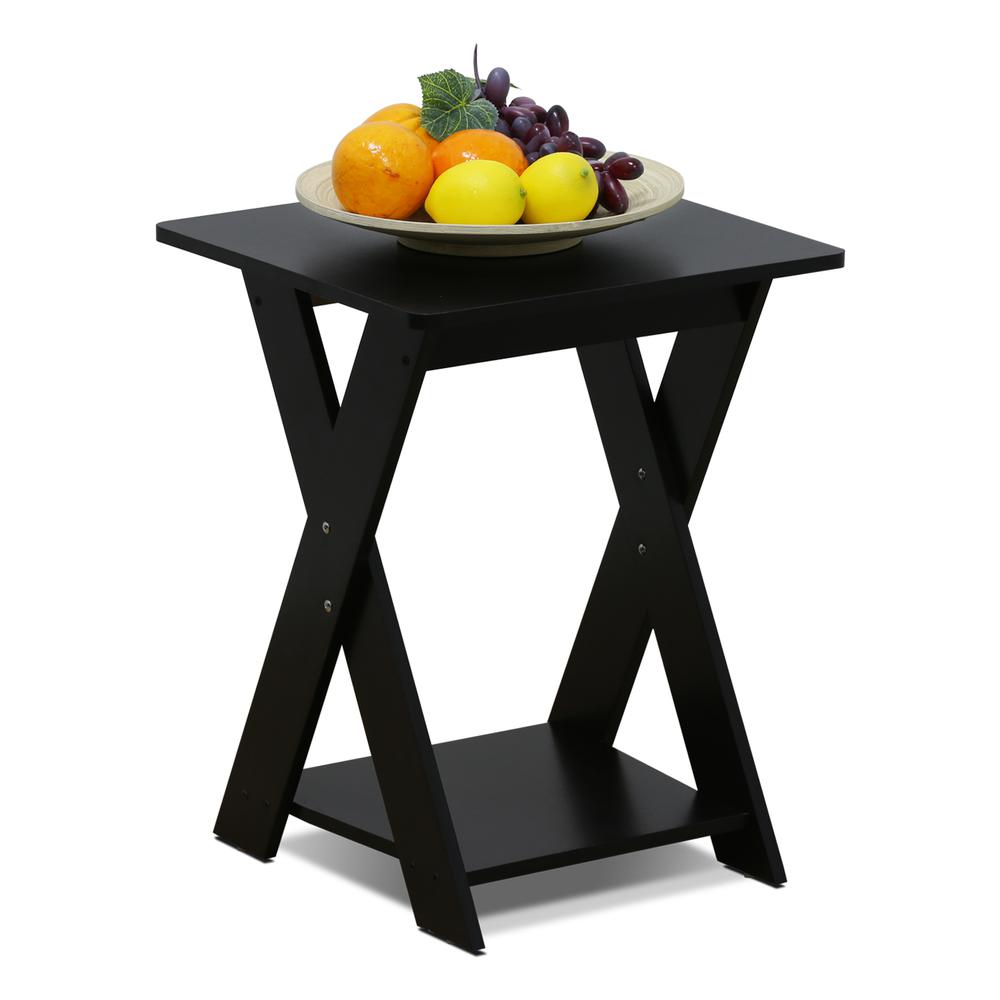 Furinno Modern Simplistic Criss-Crossed End Table, Espresso. Picture 3