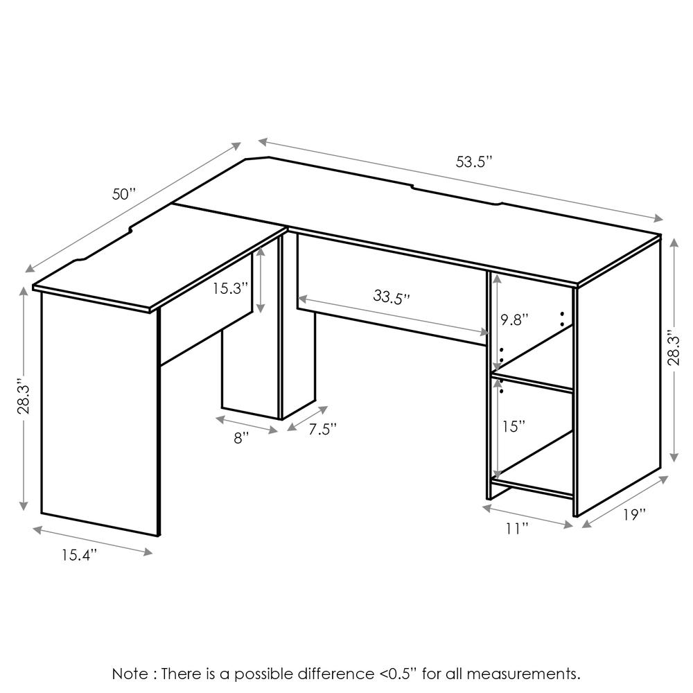 Furinno Indo L-Shaped Desk with Bookshelves, Espresso. Picture 2