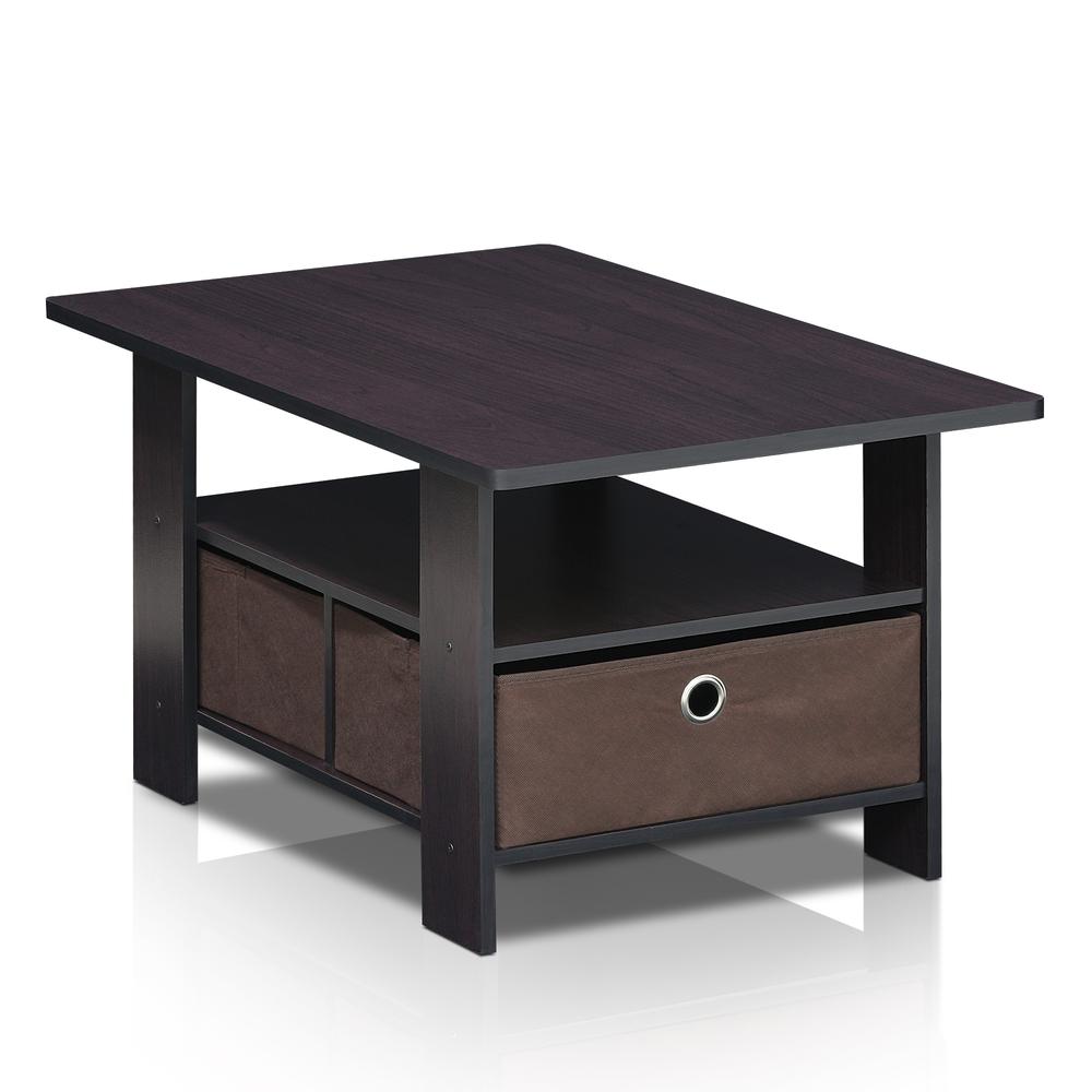 Furinno Andrey Coffee Table with Bin Drawer, Dark Walnut, 11158DWN. Picture 3