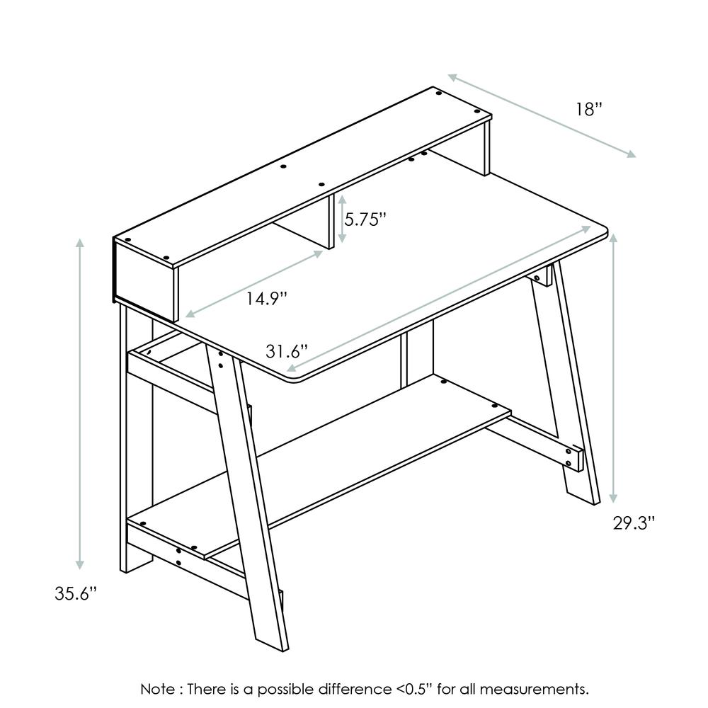 Furinno 14054DWN Simplistic A Frame Computer Desk, Dark Walnut. Picture 2