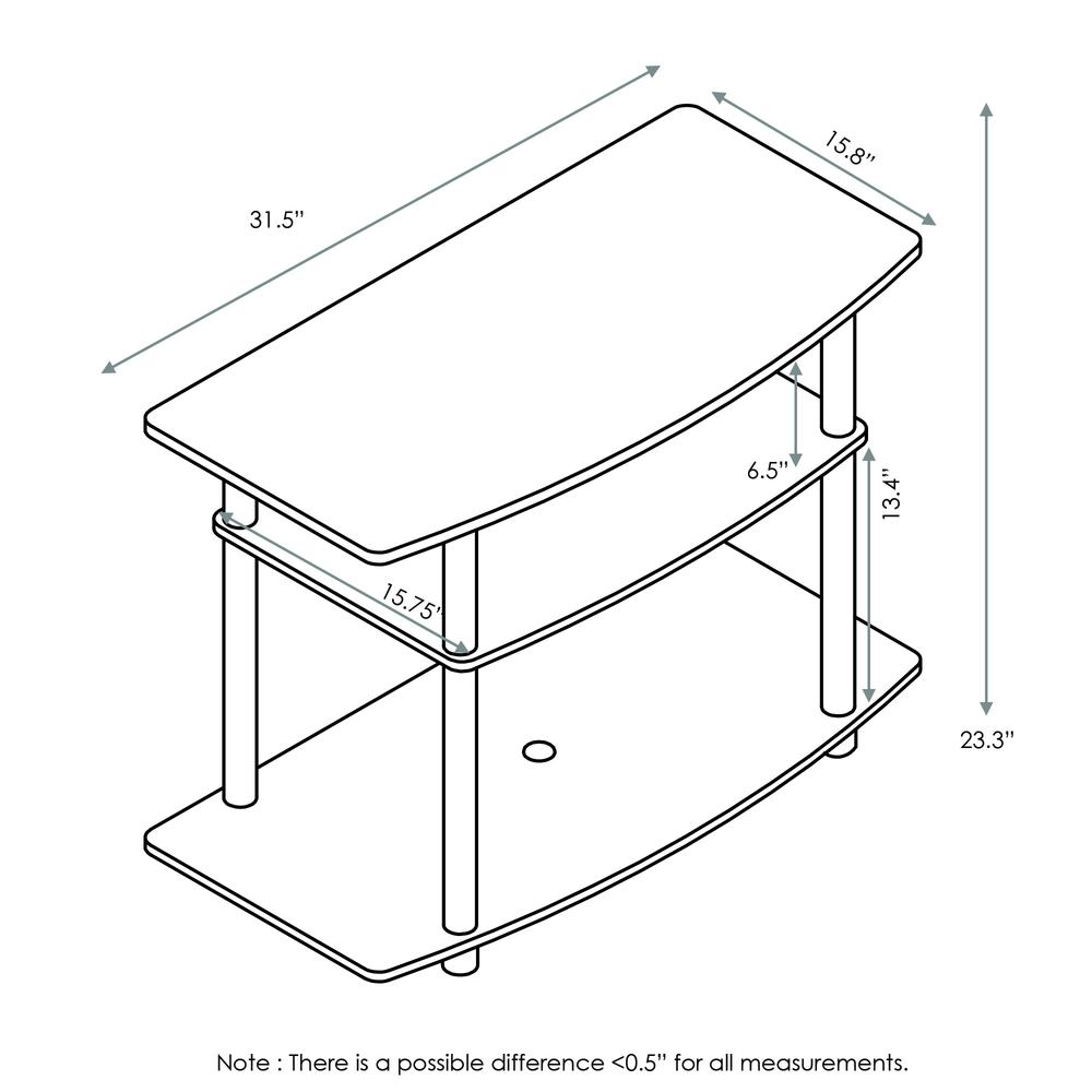 Furinno 13192DWN Turn-N-Tube No Tools 3-Tier TV Stands, Dark Walnut. Picture 2