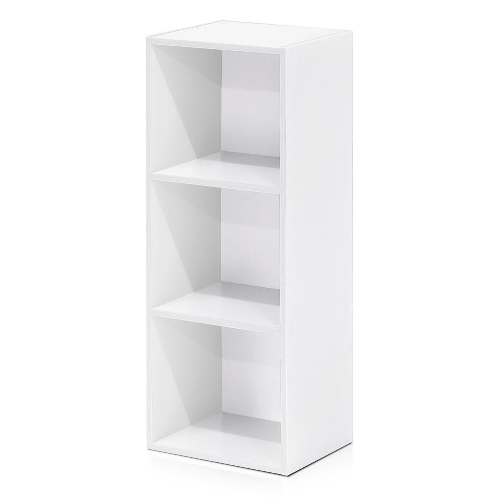 Furinno Luder 3-Tier Open Shelf Bookcase, White. Picture 1