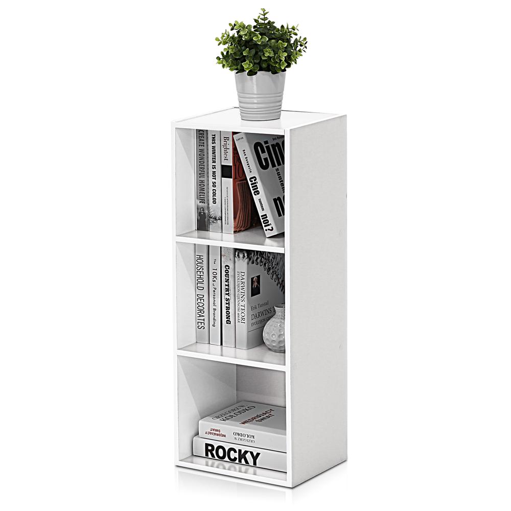 Furinno Luder 3-Tier Open Shelf Bookcase, White. Picture 4