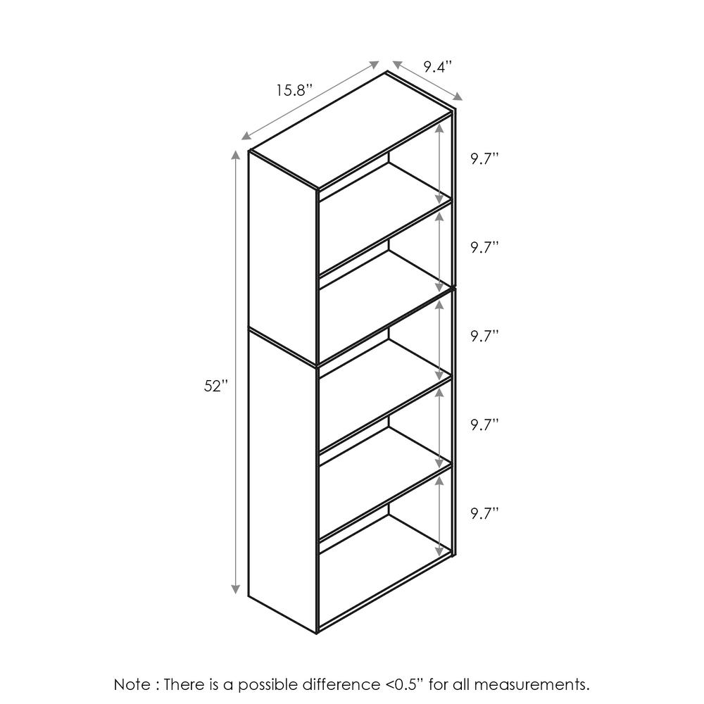 Furinno Luder 5-Tier Reversible Color Open Shelf Bookcase - White. Picture 2